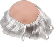 Halloween Bald Man Cosplay Wig Mediterranean Bald Cap Wig for Men Synthetic White