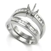 950 Platinum Diamond Engagement Ring Wedding Band Bridal Set