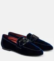 [Tod's] Tod's Kate embellished velvet loafers AU 9 blue