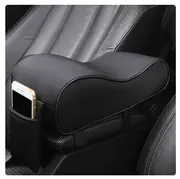 PU Leather Car Armrest Box Pad Cushion Auto Center Console Arm Rest Seat Box Heightening Soft Pad Hand Support with Storage Bags Black