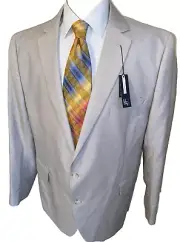 NEW J Ferrar Sz 38R Classic Fit Poly Rayon Bone Shimmer Sport Coat Blazer Jacket