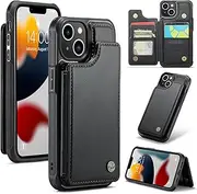ELEPIK for iPhone 13 Case with Card Holder, Kickstand [4 Card/Cash Holder] [for Women & Men] [Durable PU Leather] Magnetic Wallet Phone Cover for iPhone 13, Fashion Black