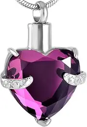 DOTUIARG Multi-Colored Heart Birthstone Cremation URN Necklace for Ashes Jewelry Memorial Keepsake Pendant
