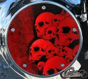 HARLEY DAVIDSON 2019+ SOFTAIL DERBY CLUTCH PRIMARY COVER RED SKULL PILE