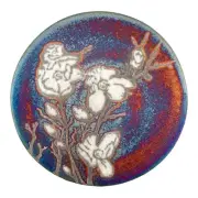 Raku Pottery Coaster - Cherry Blossom Flower - by Jeremy Diller - 4.25" Trivet