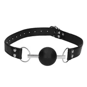 Ouch Black & White Solid Ball Gag Leather Straps