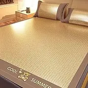GUAWJRZDP Summer Cooling Bamboo Mat, Foldable Bamboo Mat for Bed, Home Quick Cooling Textile Rattan Grid Fitted Sheet Set Summer Bed Cover, Air Conditioning Mat(90x200cm/35.4x78.7'')