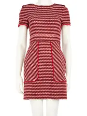 Red Tweed Striped Mini Dress