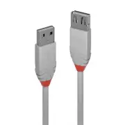 Lindy 5m USB-A 2.0 Extension Cable - Anthra Line Grey