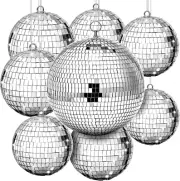 8 Pcs Large Disco Ball Set Silver Mirror Disco Balls Reflective Ball