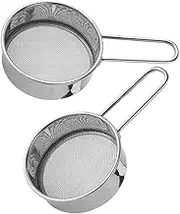 BUGUUYO 2pcs Handheld Mini Stainless Steel Flour Sifter Mesh Powder Sugar Coffee Sieve Compact Baking Tool for Home Travel Easy to Clean Store