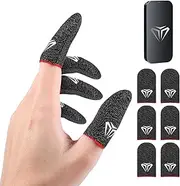 Qianyu 6 Pack Gaming Finger Thumb Sleeves Anti Sweat Ultra Thin Mobile Gaming Stabilizer Compression Support Black Fit Phone Game Tablet Devices for Most Gamers Thumb Sleeves Mobile Finger Protector