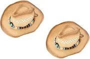 [LIFKOME] Western Cowboy Hat Beach Hat Shade Hat Women;s Hats Denim Cowboy Hat Women's Cowboy Hats Men's Sun Hats Ladies Sun Hat Summer Hats Visor Hats for Women Cute Sun Hat Beige Straw