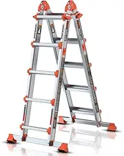 [LANBITOU] Ladder, A Frame 5 Step Ladder Extension, 17 Ft Anti-Slip Multi Position Ladder, Storage Folding Ladder, 330 lbs Security Load Telescoping Aluminum Ladders for Stairs Home Indoor Outdoor Roof