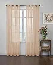 Arm and Hammer Curtain Fresh Odor Neutralizing Sheer Curtain Panel (Single Panel), Polyester, Latte, 59" x 95"