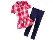 Chaps Little Girl's Checkered Shirt & Legging Set NWT