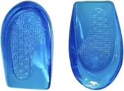 [Generic] O X Leg Insoles, Silicone Gel Foot Orthotic Arch Support Shoes Insert Pads Heel Cup Shoe Inserts Posture Corrective Heel Cups for Plantar Fasciitis (Blue, S)
