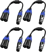 Binxind XLR Splitter Cable, 1 XLR Female to 2 XLR Male Y Cable Balanced Microphone Splitter Cord Audio Adaptor 4Pack