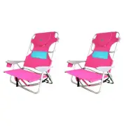 Ostrich Outdoor Beach Ladies Comfort On Your Back Beach Chair, Pink (2 Pack)