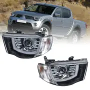 Pair LED Headlight Headlamp Projector For Mitsubishi Triton L200 ML MN 2005-2014 (for: Mitsubishi)