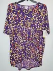 LuLaRoe Womens Irma Purple Yellow Orange Pink High Low Tunic Top SZ M Stretchy