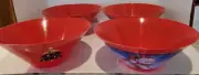 Set Of 4 Plastic Bowls Christmas/Holiday ~11" ~Snowmen, Christmas Trees~Red~ New