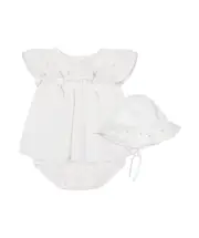 floral-embroidered dress set 9M,12M White