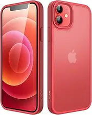 [JETech] Matte Case for iPhone 12/12 Pro 6.1-Inch, Shockproof Military Grade Drop Protection, Frosted Translucent Back Phone Cover, Anti-Fingerprint (Red)