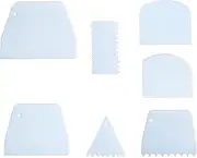 Dough Bowl Scrapers Plastic Icing Smoothers Dough Cutters Bench Scrapers, Set of 7 Cake Scraper and Smoother Tools for Cake Decorating