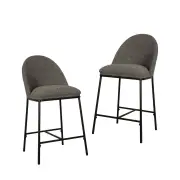 Raimon Furniture Set Of 2 Enea Modern Boucle Fabric Kitchen Counter Bar Stool 65cm - Slate