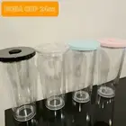 Double Wall Reusable Plastic Mug, bubble tea 700ml with 2 straws (box)
