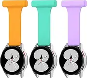 [Turnwin] intended for Samsung Galaxy Watch 4 40mm 44mm Band with Pin-On Brooch, Set of 3 Nurse Fob Silicone Strap Doctor Pocket Lapel Clip On Watches intended for Watch 4 Classic 42mm 46mm (3colorD)