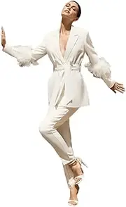 [Zadaos] Women's Suit Sets Long Sleeve Double Breasted Blazer and Pants Suits 2 Piece Sets Tracksuit