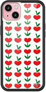 [Wildflower] Cases - Love Blooms, Compatible with Apple iPhone 15 Plus | Red Hearts Green Dainty Aesthetic Cute Trendy - Protective Black Bumper, 4ft Drop Test Certified, Women Owned Small Business