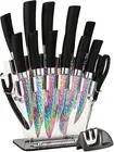Rainbow Titanium Knife Set, Sharp Stainless Steel Knives Set with Acrylic Block,