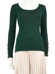 Green Metallic Long Sleeved Top