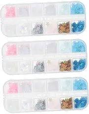 Healeved 3 Boxes Christmas Nail Stickers Nail Snowflake Confetti Christmas Nail Confetti Christmas Nail Glitter Snowflake Christmas Nail Flakes Nail Snowflake Sequins Nail Sequins Resin