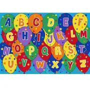 Kids Children Rug ABC-BALLOONS Educational 39" x 58" NON SKID Area Rug 3' X 5'ft