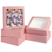 36pcs Pink Pie Boxes 9x9x2.5 inches Easy Assemble Macaroon Cookie Boxes Baker...