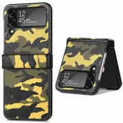 Anti-scratch Phone Case For Samsung Galaxy Z Flip3 5g, Camouflage Pattern Pu Leather Coated Hard Pc Protective Cover