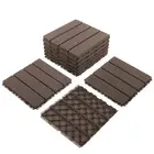 Patio Deck Tiles, 12 X 12 Inches Composite Interlocking Decking Tile, Four Slat