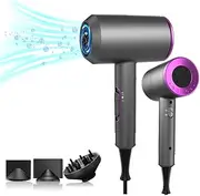 XCJump Hair Dryer With Diffuser, 2000W Professional Ionic Hair Dryer, Heating Hot And Cold Air, Constant Temperature Hair Care, For Home, Travel, Salon Use (Purple)