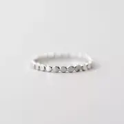 Solid 925 Sterling Silver Minimalist Stacking Ring Hammered Dot Design Jewelry