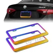 2 x Neo Chrome Stainless Car License Plate Frame Cover Front + Rear US Size (for: Honda Civic)