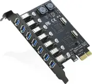 USB 3.0 Pci-E Expansion Card 7Port, RIITOP Pci-E X1 to USB 3.0 HUB Adapter 5Gbps