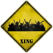 Event Crowd Xing Novelty Mini Metal Road Notice 8" Cross Xing Crossing Sign