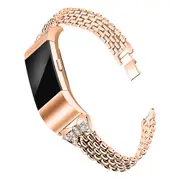 Suitable For Fitbit Charge2 Diamond-Studded Steel Belt Solid Chain Strap Rhinestone Steel Belt Butterfly-Encrusted Strap-ROSE GOLD