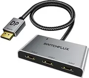SWITCHFLUX DisplayPort to HDMI Splitter for 3 Monitors Adapter |4K@60Hz| HDMI Splitter Extended Display 1 in 3 Out MST Hub for Multiple Monitor Compatible with PC,NVIDIA/AMD Graphic Card