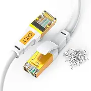 Relper-Lineso Cat7 Ethernet Cable 10Ft 2 Pack Heavy Duty High Speed Internet Network Cable Professional LAN Cable Shielded in Wall, RJ45 LAN Cable Round 10Gbps 600MHz(10Ft 2 Pack R-W)
