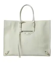 Balenciaga Papier A4 Python Leather Tote in White & Yellow